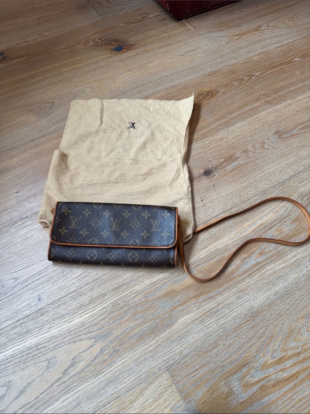 Louis Vuitton Monogram Crossbody Wallet in Brown and Tan